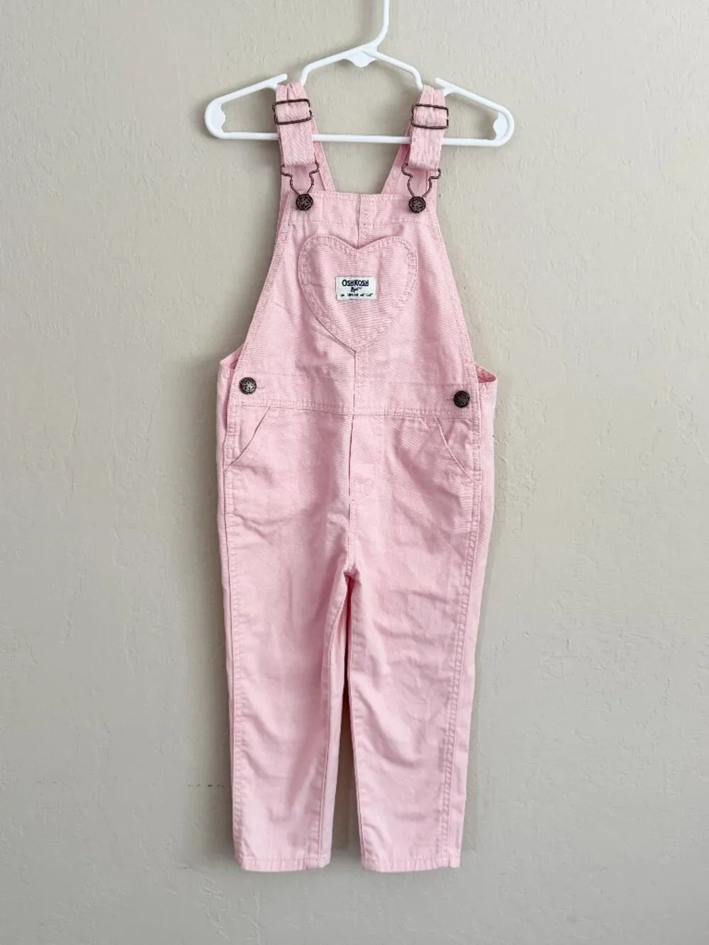 OshKosh Pink Heart Overalls • 3T